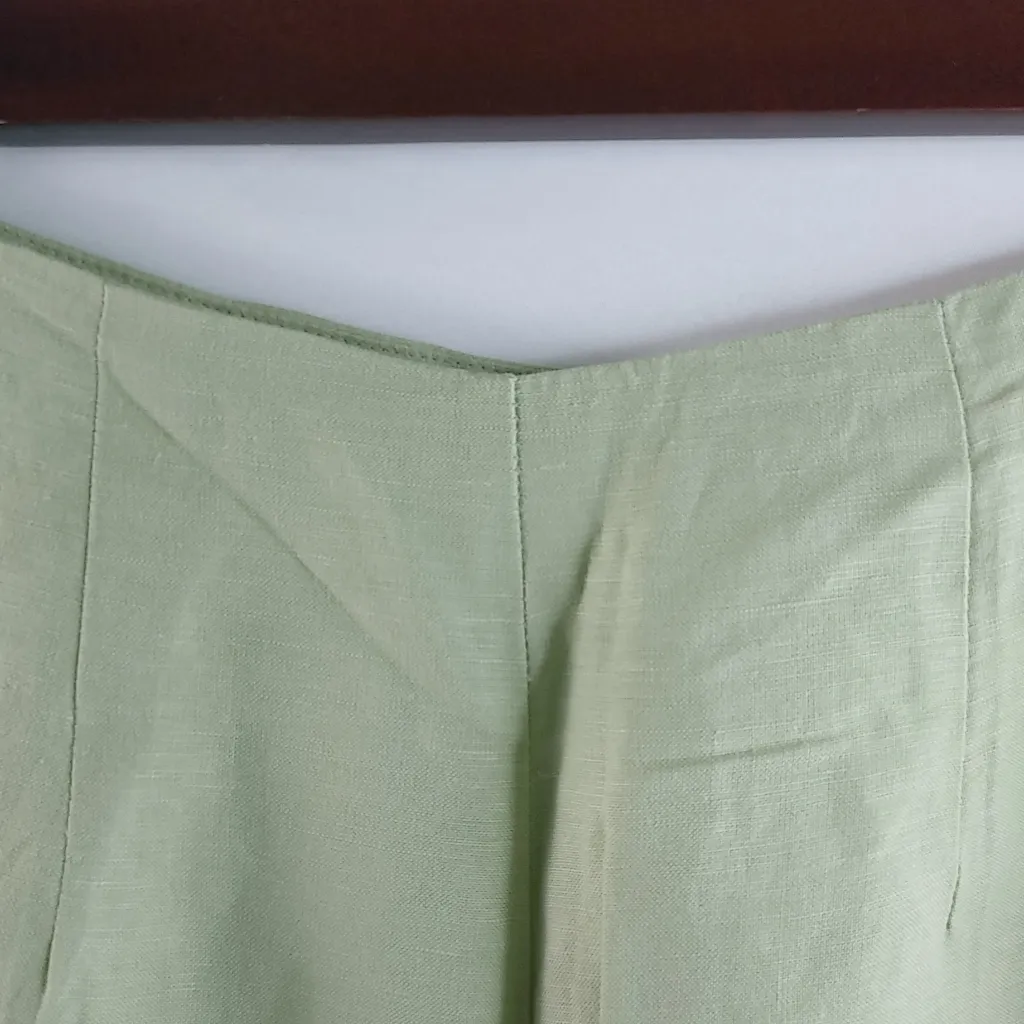 Jennifer Eden 6 Linen Lime Flat Fitted Pants Green - Image 7