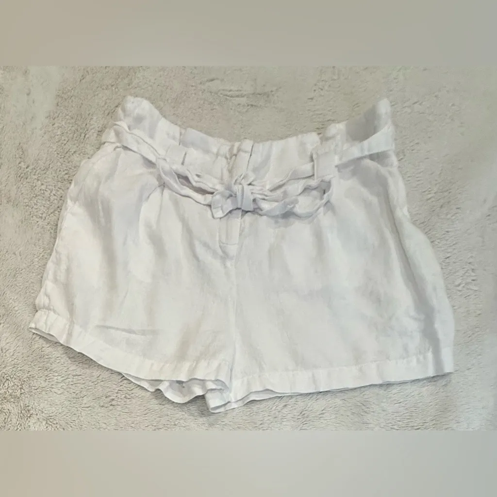 **L’AGENCE Hillary Linen Paper Bag Shorts – Women’s Size 30, White** - Image 2