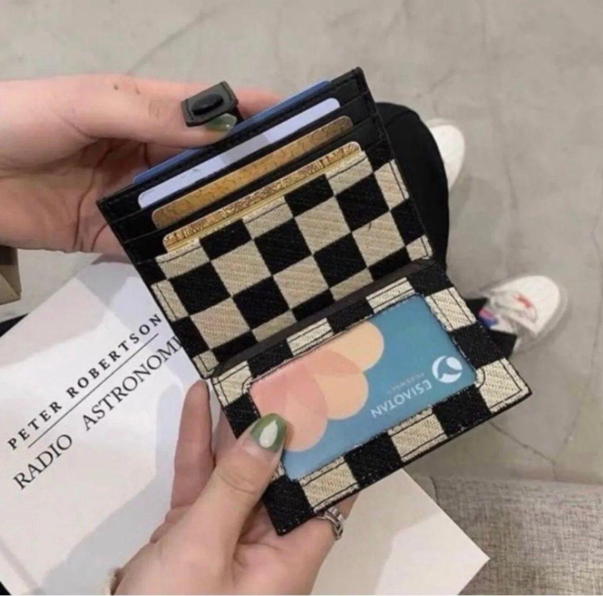 Wallet for Women Canvas Snap Closure Bifold Wallet Credit Card Coin Purse Black - Image 3