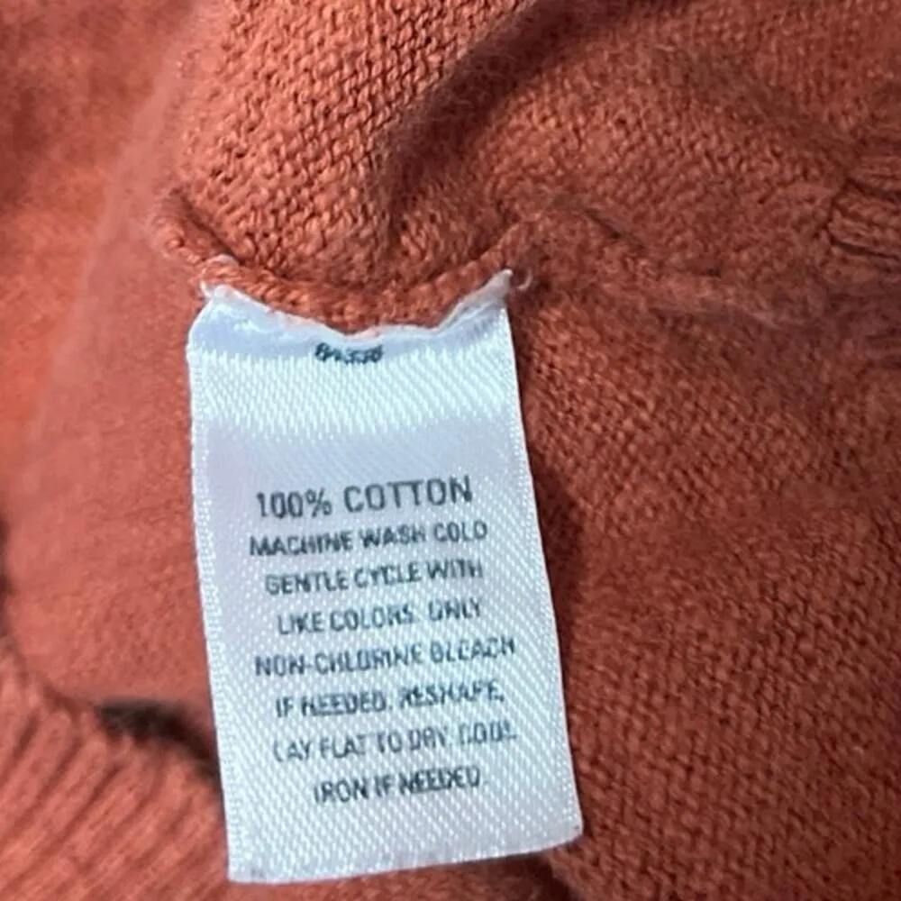 Rubbish Orange Knit Crochet Lace Half Sleeve Crew Neck Blouse Sweater Top Size M - Image 5