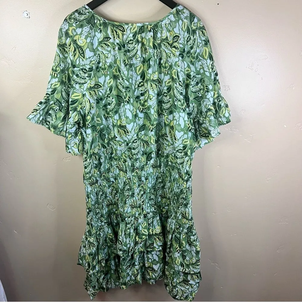 NWT Aerie Smocked Waist Floral Kelly Green Mini‎ Sundress Size XXL Summer - Image 3