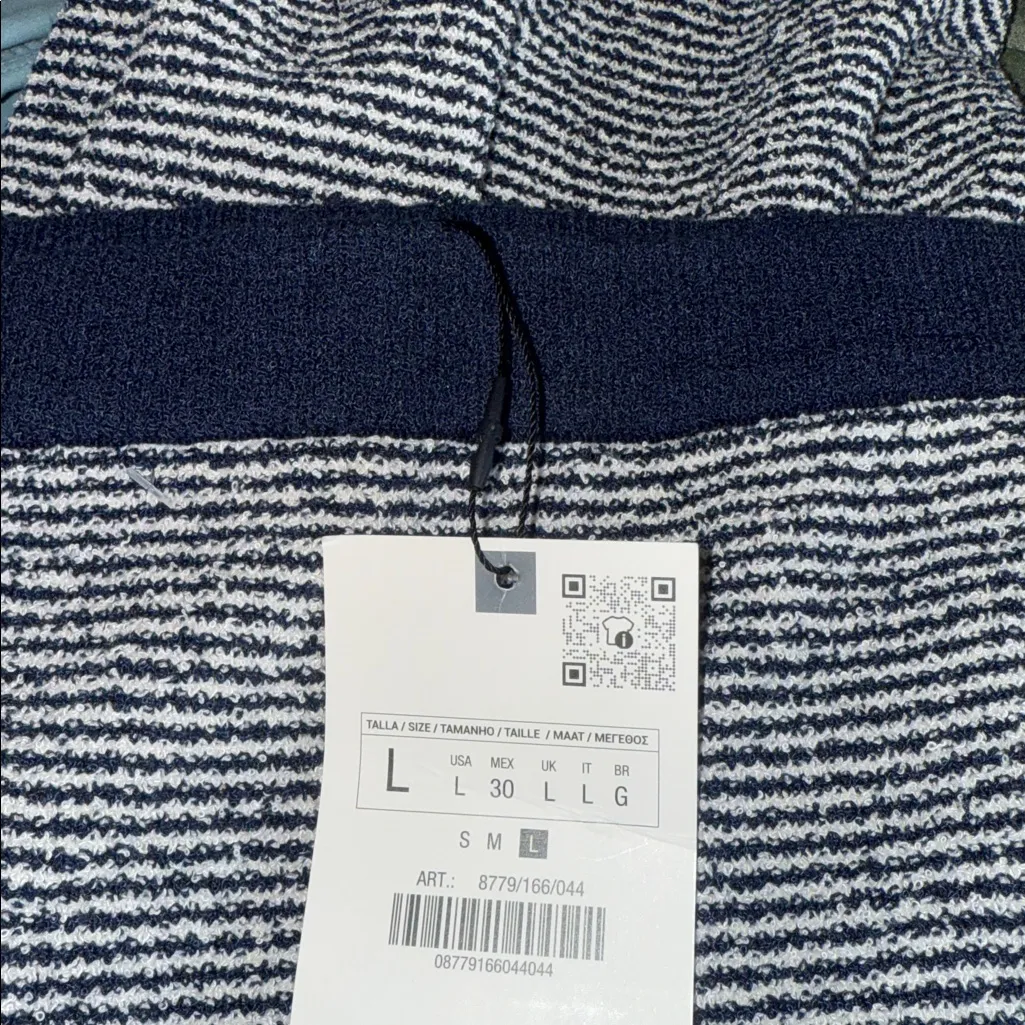 NWT ZARA Tweed Cutwork Stretch Midi Skirt Large Navy White - Image 6