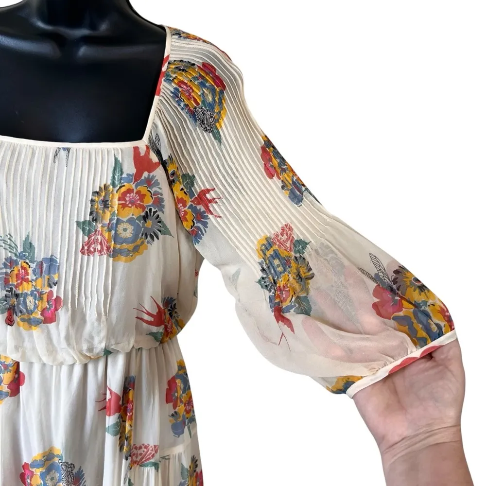 TIBI New York 100% Silk Lined Floral Bird Beetle Butterfly Cicada Midi Dress - Image 4