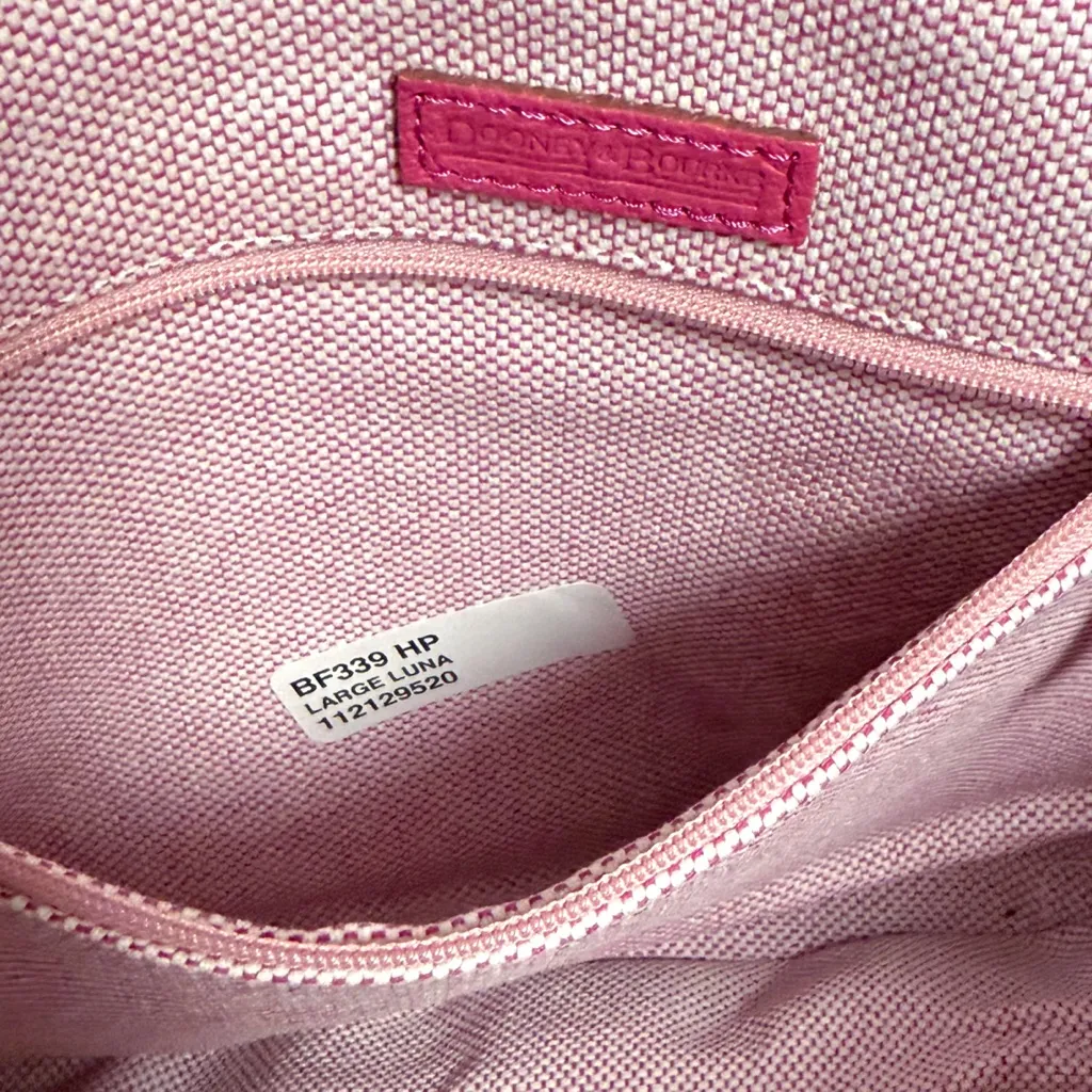 Dooney Bourke Pink Pebble Leather Luna Half Moon Shoulder Strap Bag Wallet - Image 11