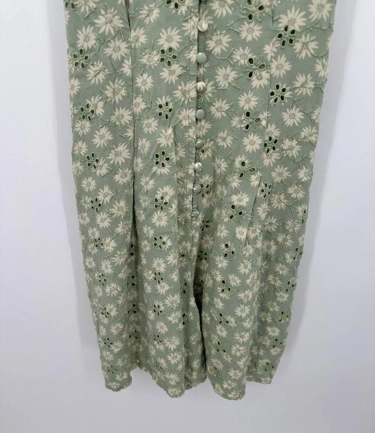 American Eagle AEO Green Cream Floral Print Romper Women's Size X-Small XS - Image 3