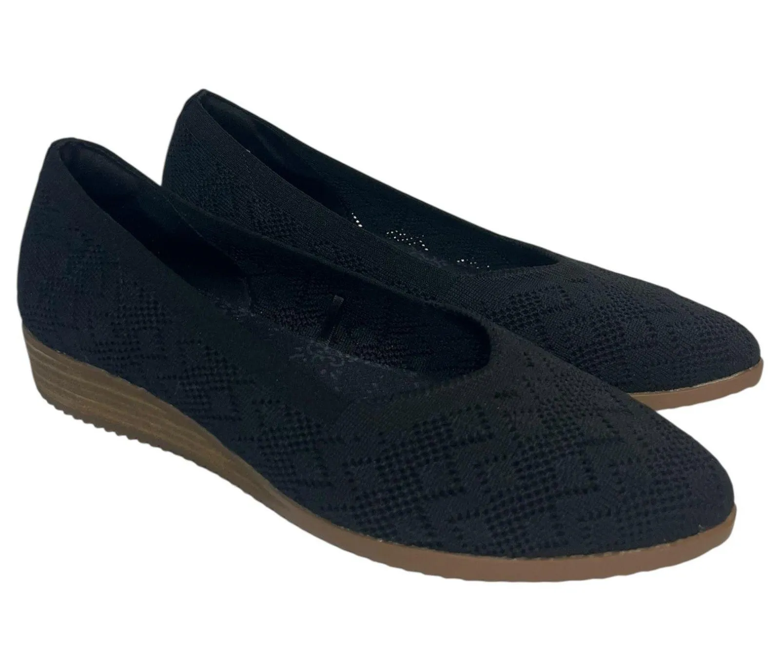 Skechers Shoes Womens 8.5 Black Wedge Slip On Knit Memory Foam Comfort Flats - Image 11