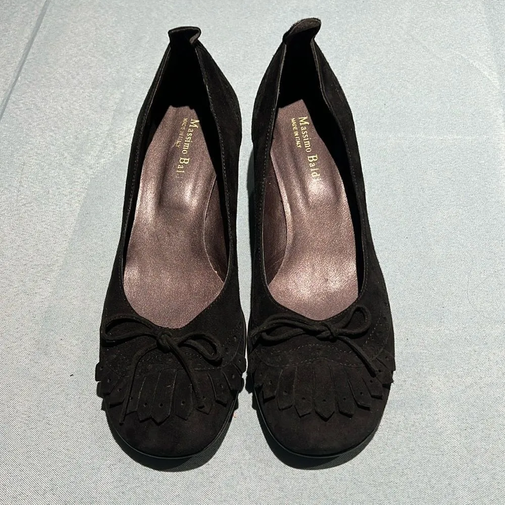 Massimo Baldi Suede Block Heels Black Size 10B. B56 - Image 3