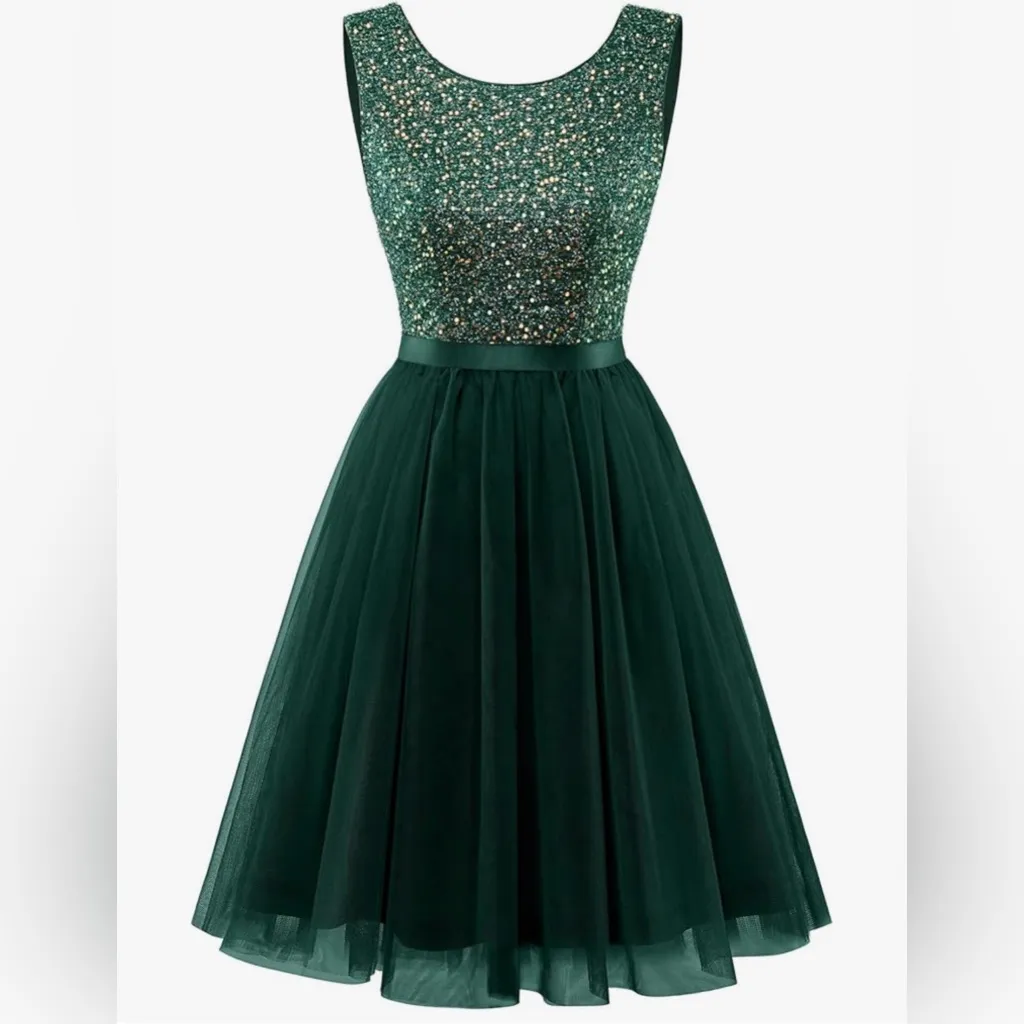 NEW Green BeryLove Sequin Tulle Mini Prom Homecoming Dress S - Image 6