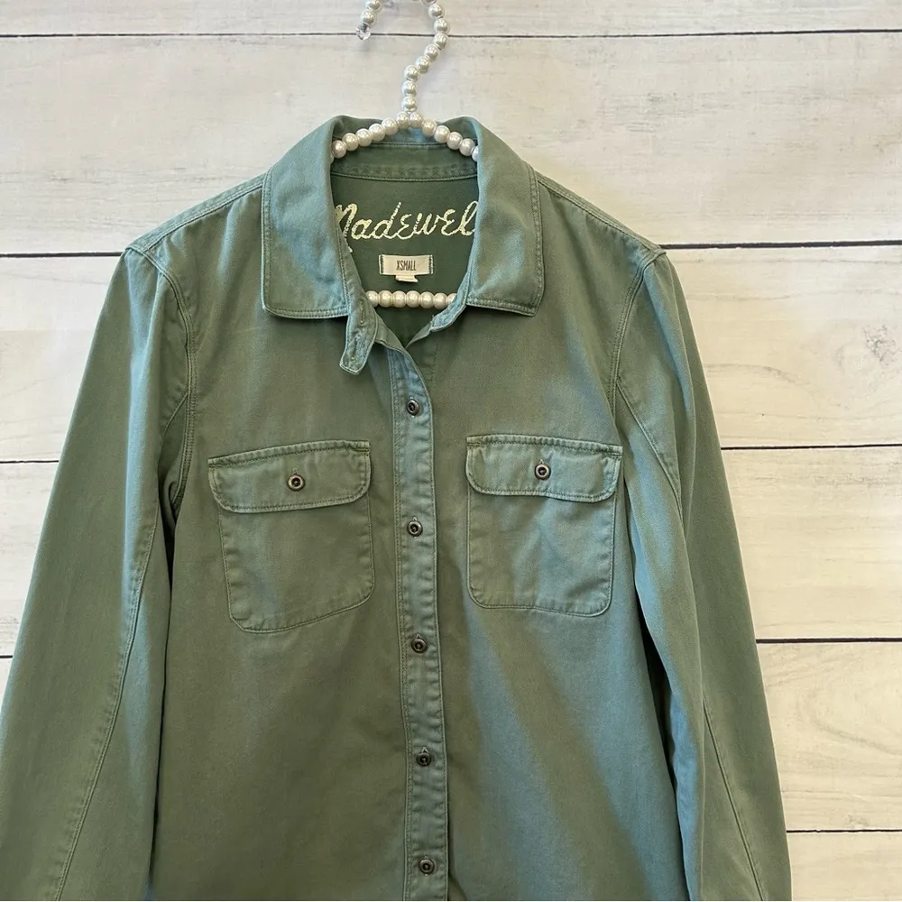 MADEWELL | Military Army Utility Olive Buttondown Long Sleeve Shirt Size XS - Image 9