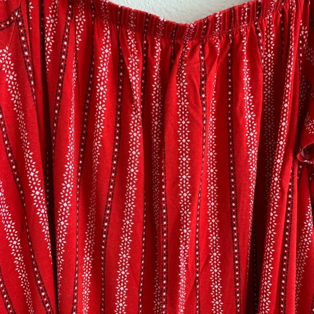 Torrid Border Print Off Shoulder Top Bohemian Southwest Red Line 1X - Image 4