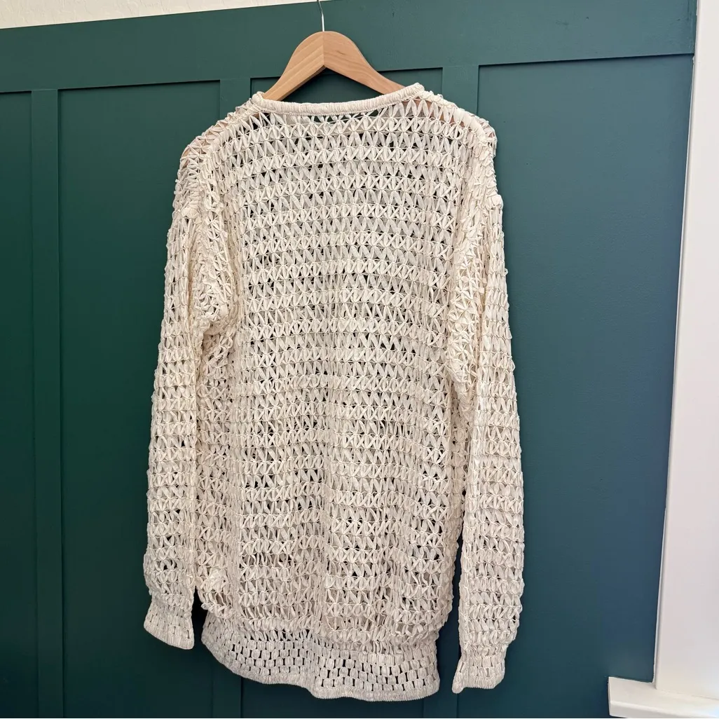 CHLOE white open knit round neck sweater - Image 8