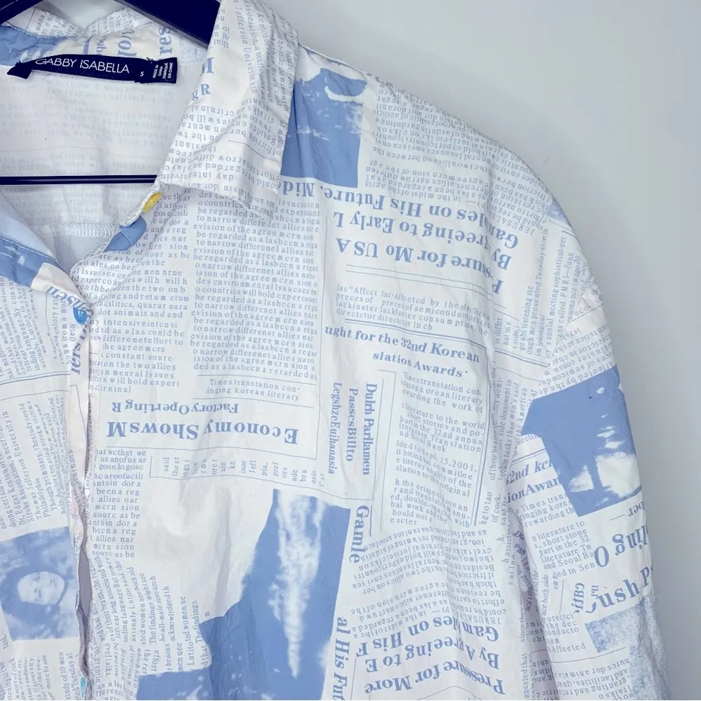 Gabby Isabella Newspaper Print Button Down Top Size S - Image 4