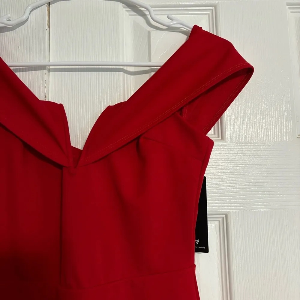 Lulu’s My Favorite Night Red Off-the-Shoulder Bodycon Midi Dress NWT - Image 5