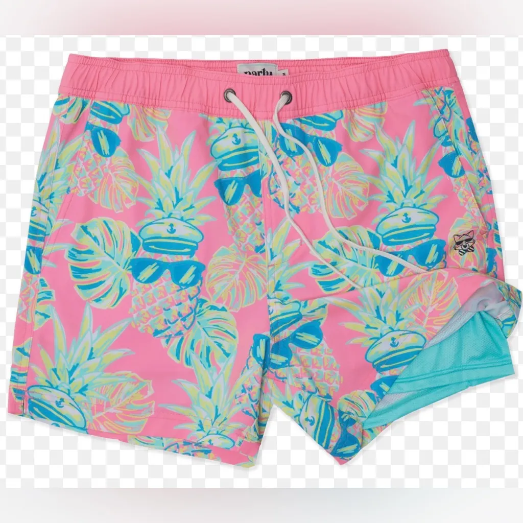 Party Pants Men's L Fish Scale Shorts Rainbow Party Rave Shorts With Drawstring Pink Size undefined - Image 2