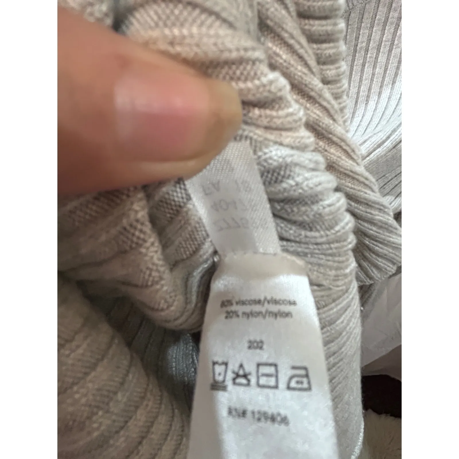 Venus Ribbed Knit Peplum Sweater Light Gray Crew Neck Long Sleeve Size M - Image 3