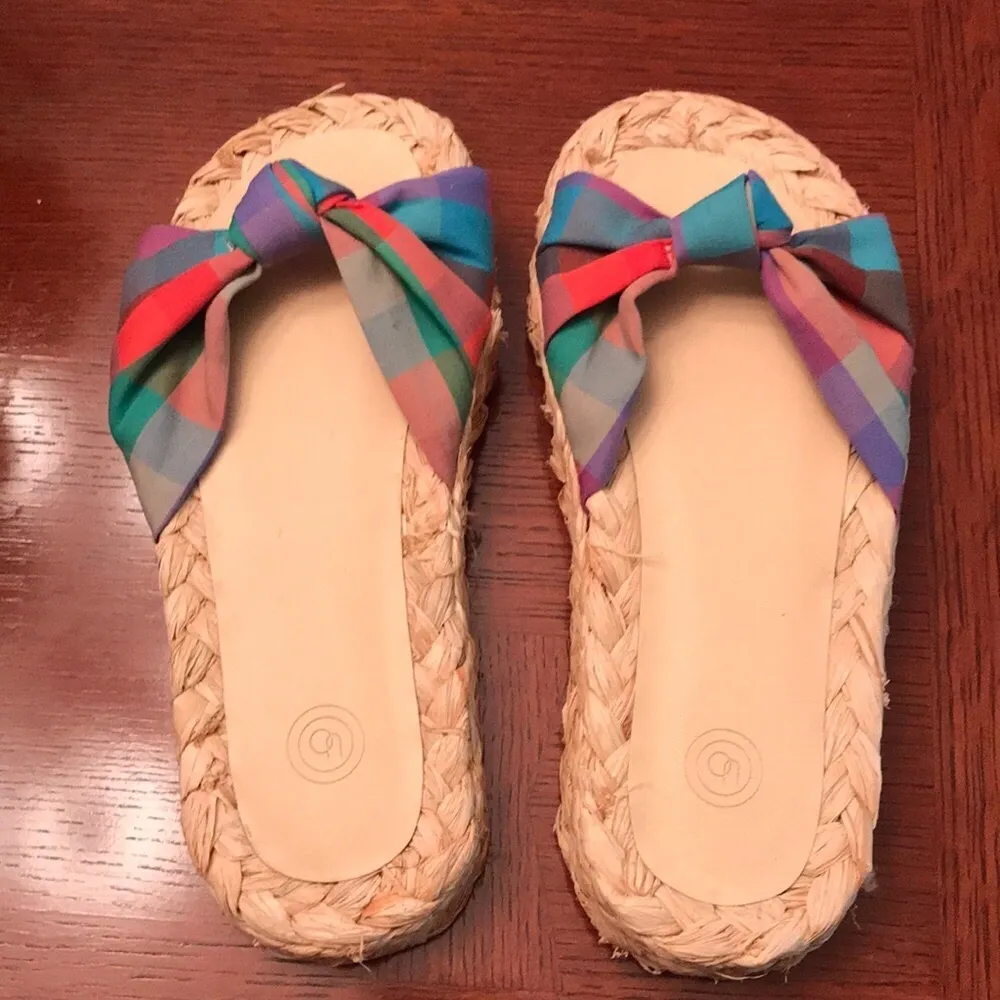 UO Willow Knotted Raffia Jute Plaid Sandal - Image 4