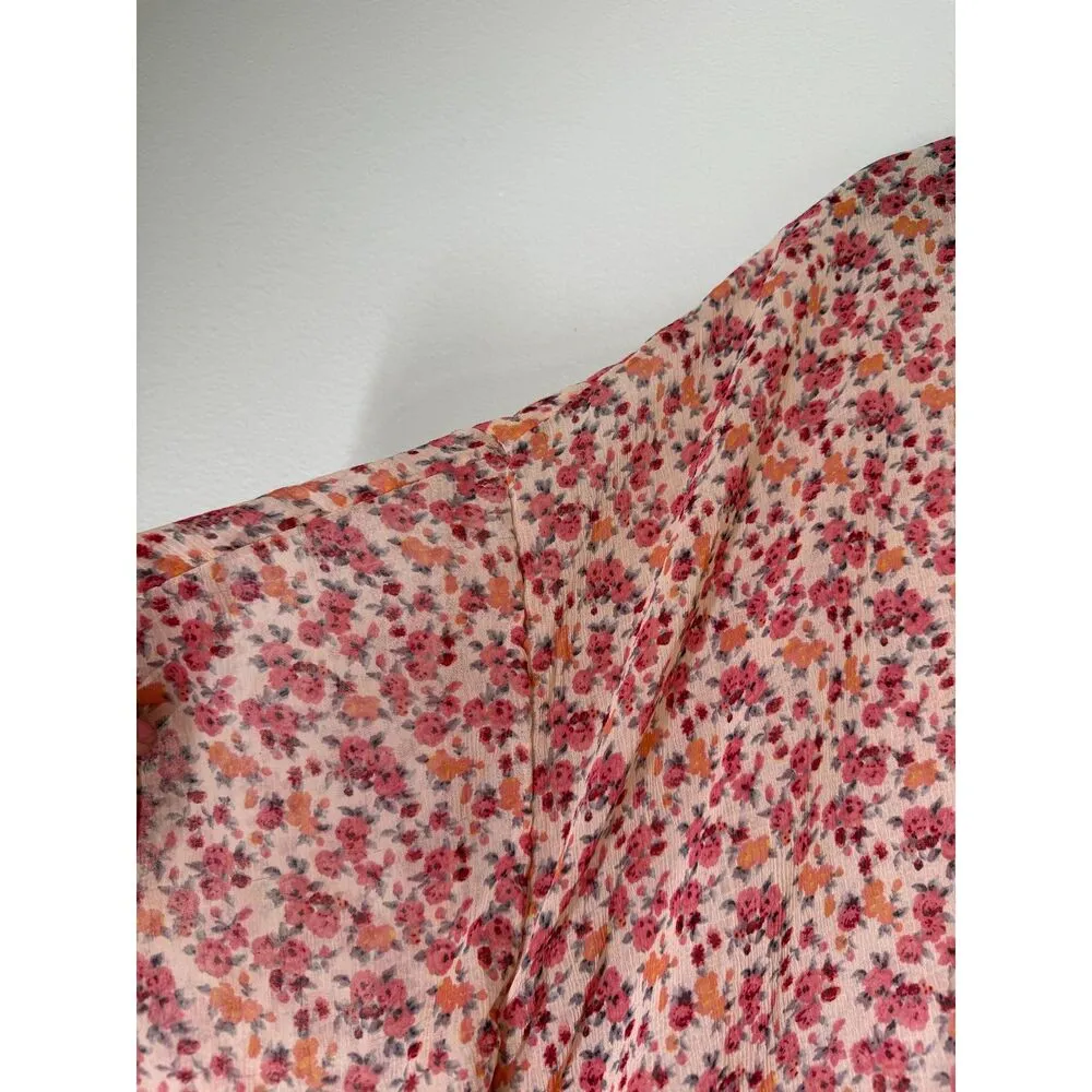 American Eagle Midi Length Kimono Summer Cardigan Womens Sz L/XL Swim Cover Pink - Image 2