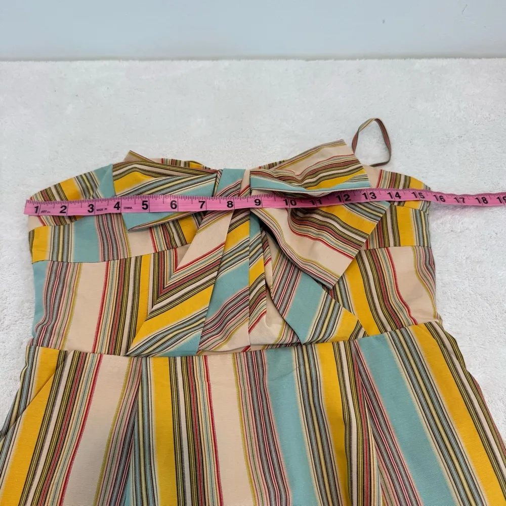 Moulinette Soeurs Straightaway Jacquard Striped Dress with Bow Detail size 2 - Image 10