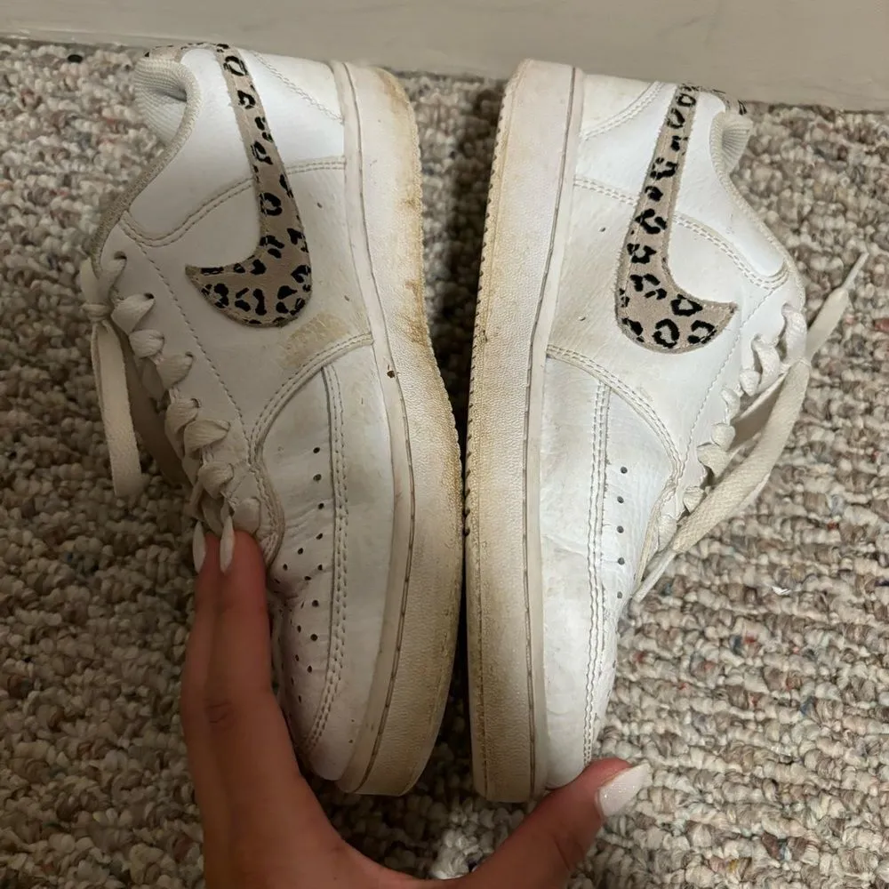 Nike Court Vision Low 11 Sneakers White Desert Sand Leopard Print- Size 7.5 - Image 10