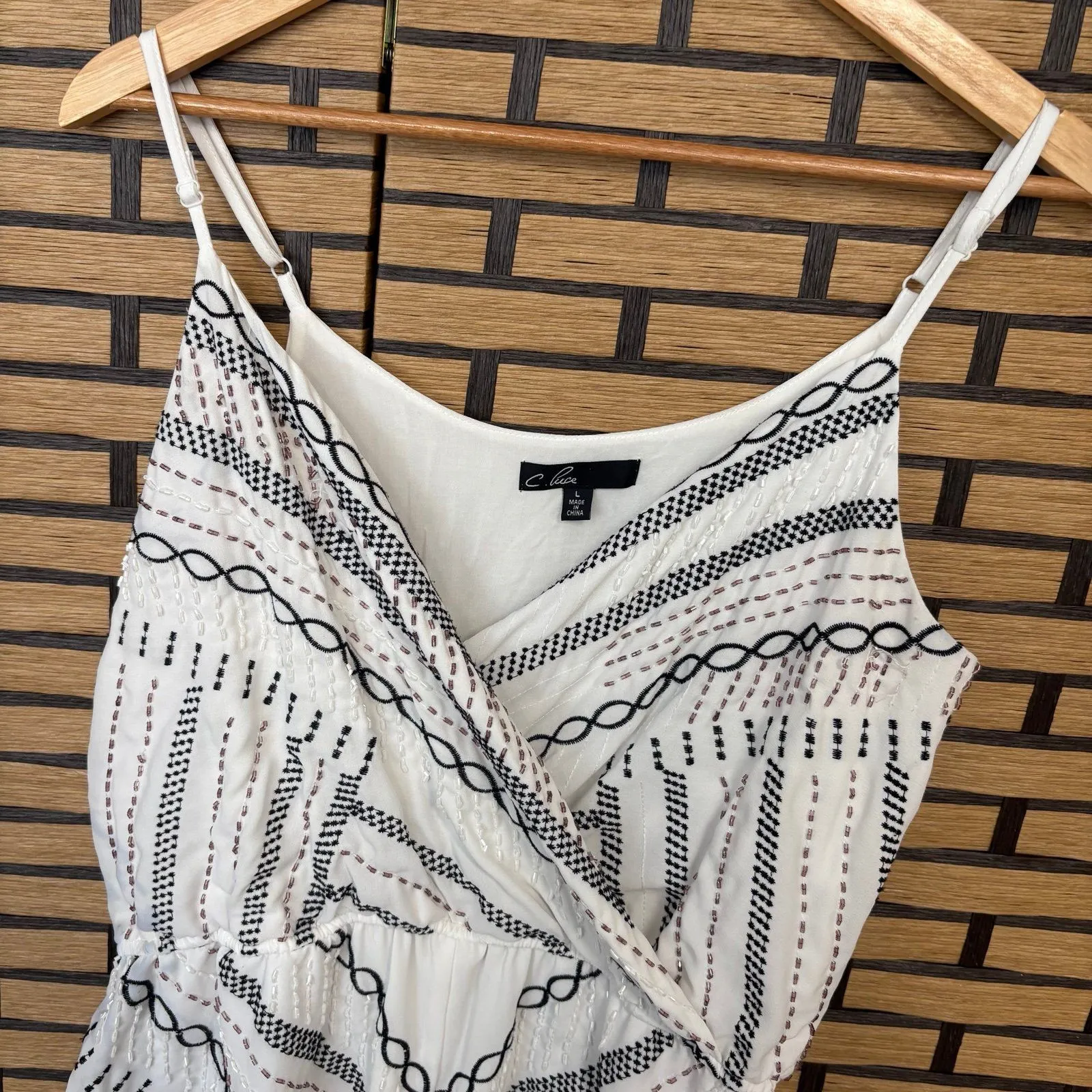 C.‎ Luce White Beaded Romper Size Large - Image 3