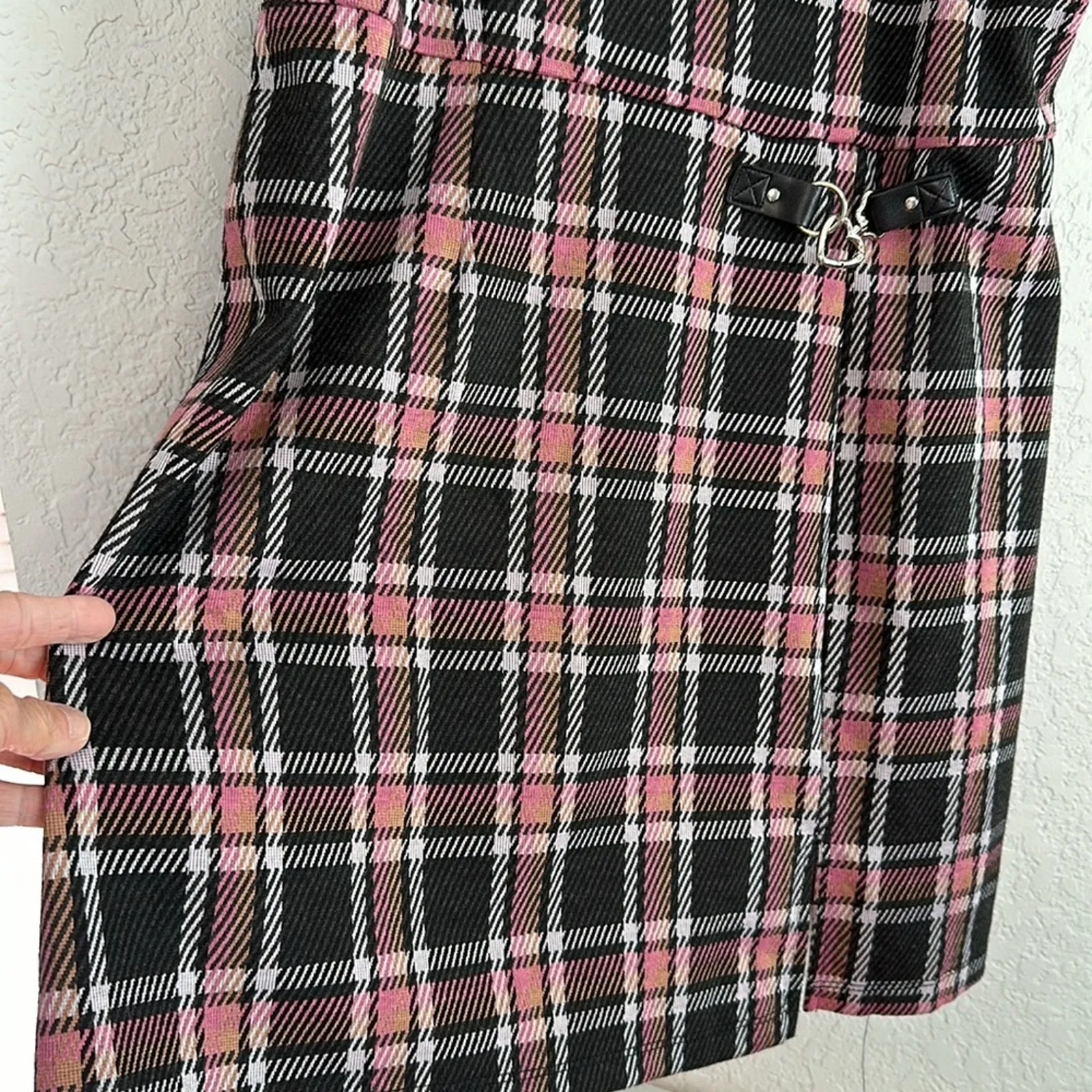 Steve Madden NYC XXXL Dress Pink Plaid Heart Fall Academia Twee Preppy School - Image 7