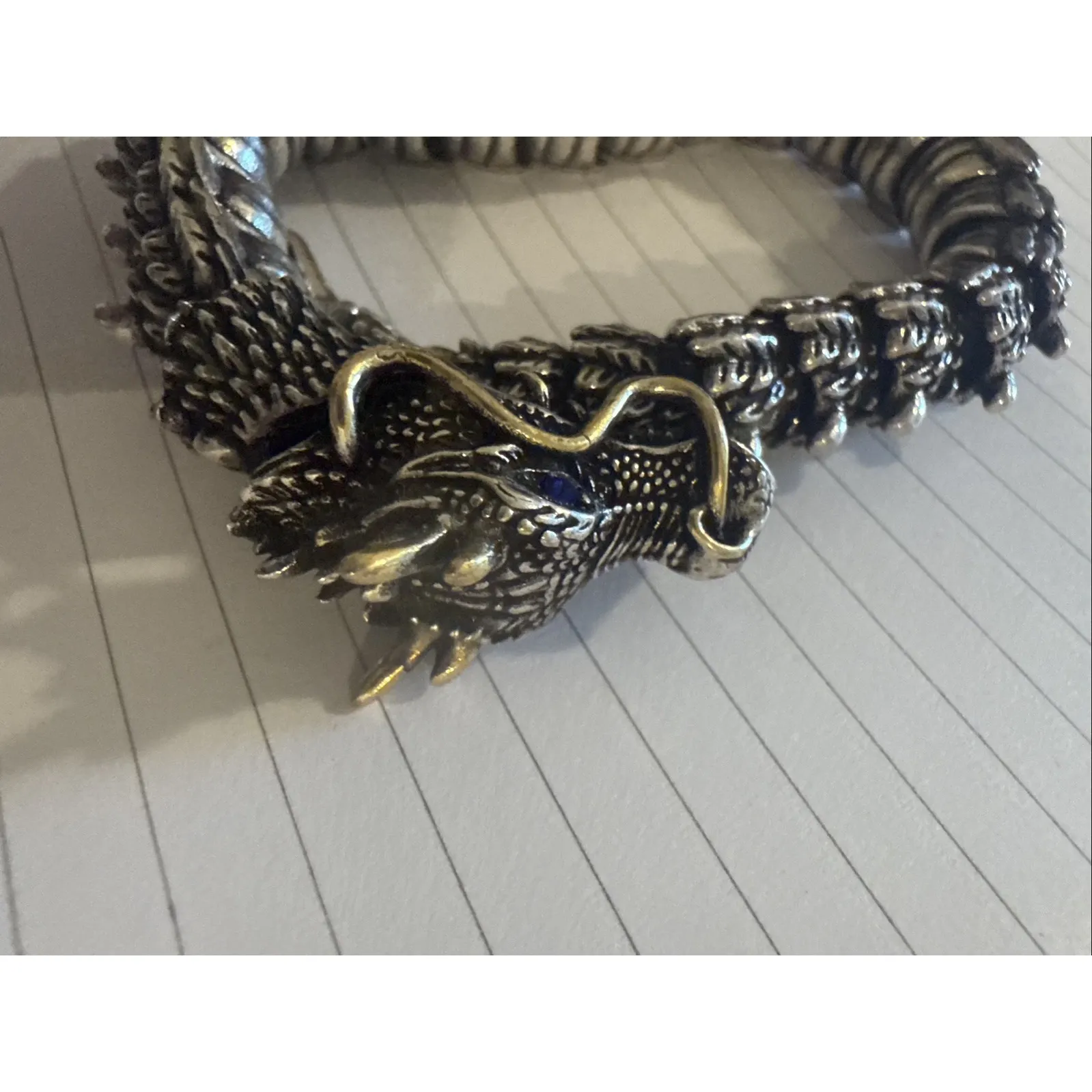 SOLID METAL CHINESE DRAGON BRACELET UNISEX‎ GIFT. Silver - Image 2