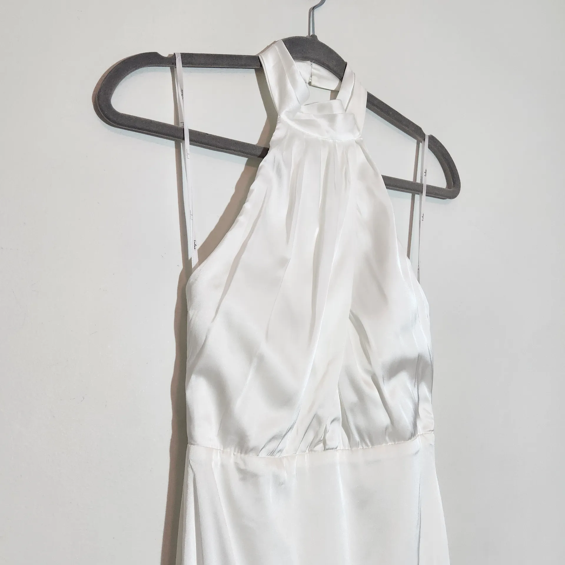 Lulus White Satin Halter Mermaid Wedding Dress Size XS Minimalist Wedding Gown - Image 7