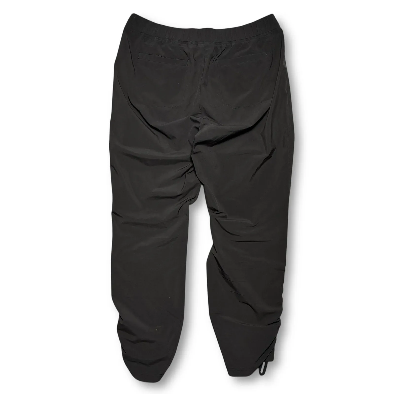 Athleta Black Jogger Pants Ruched Ankle Drawstring Zip Pockets Women's 8 - Image 2