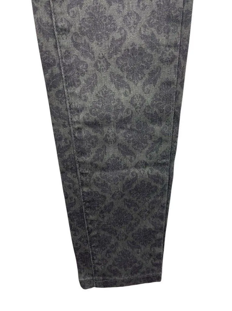 Cotton On Colour Maison Skinny Leg Wallpaper Fleur De Lis Gray Denim Size 4 NWT - Image 5