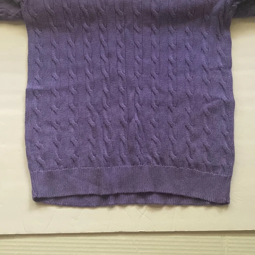 Lauren Ralph Lauren Y2K purple cable knit short sleeve sweater, size large - Image 5