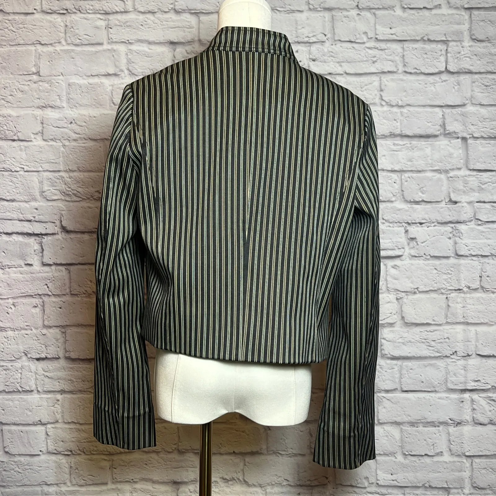 Isaac Mizrahi Striped Cropped Blazer Jacket Size L - Image 3