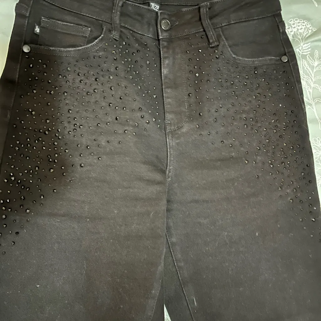Judy Blue Black Jeans with black rhinestone detail Size 7 / 28 - Image 7
