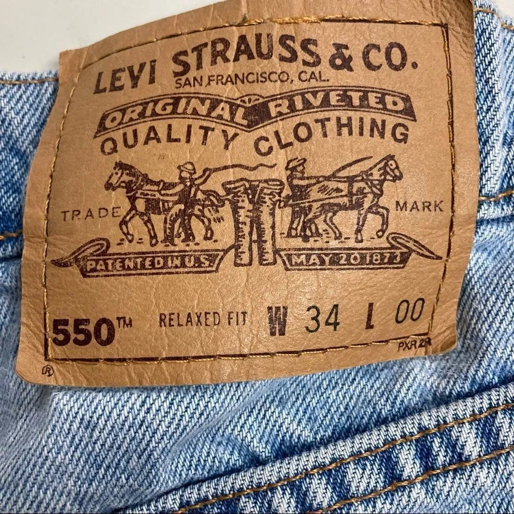 LEVI’S, 550 Relaxed Fit, VINTAGE, Orange tag, Women’s shorts, Size 34, Blue, - Image 4