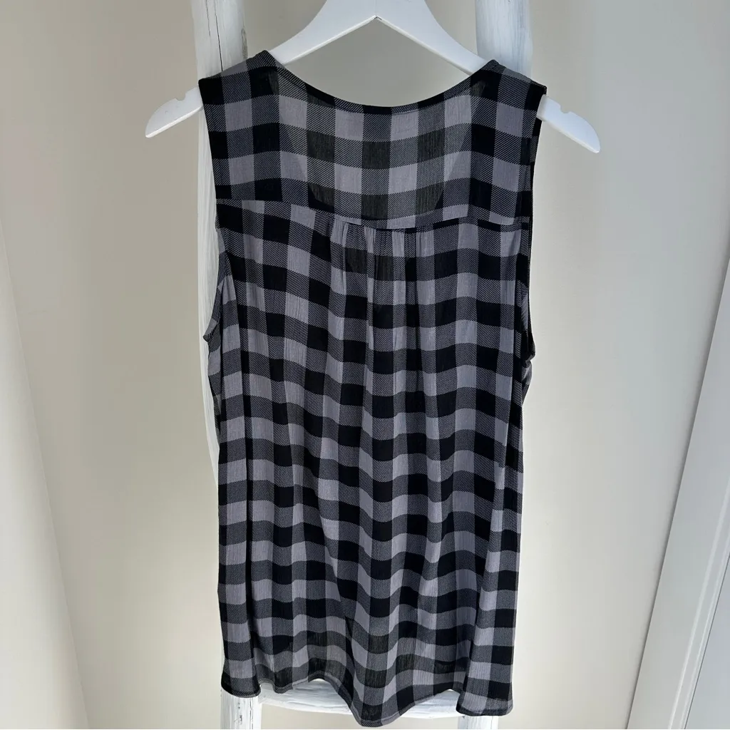 H.I.P. Women’s Surplice Buffalo Checkered Draped Tank Top Size Large - Image 2