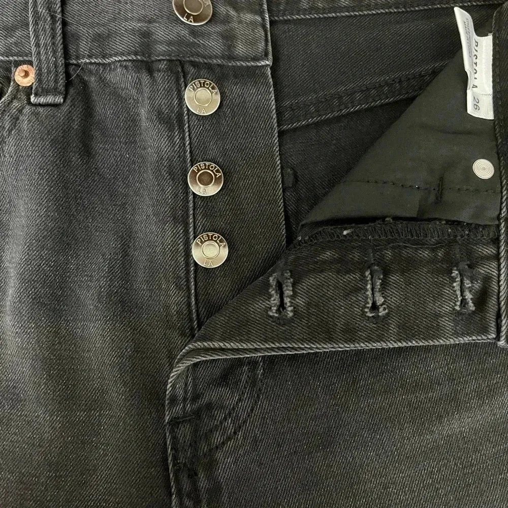 PISTOLA Black Distressed Moto Biker Slim Straight Crop Jeans Women’s 26 Edgy - Image 9