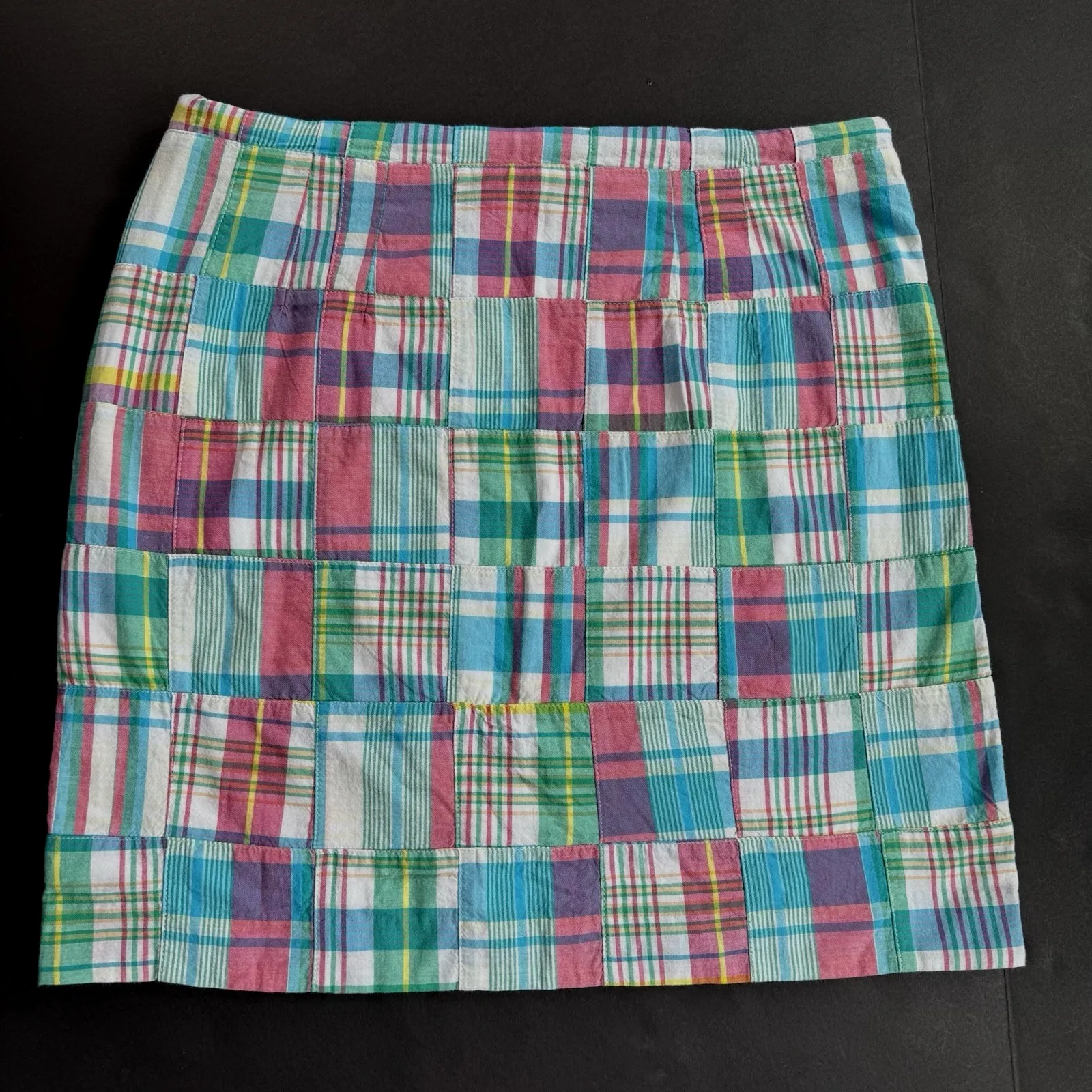 Talbots Madras Plaid Patchwork Skirt Petite P 12 L Cotton Pencil Straight Y2K - Image 6