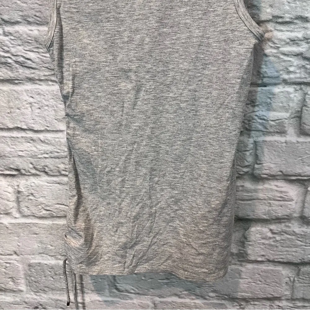 Theory Tank - Small - Grey Ruched Side Rimaeya Ribbed Viscose Melange Tank Top - Image 10