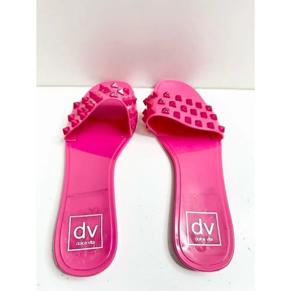 Dolce Vita Jelly Sandals Womens Size 5‎ Skylar Pink Spiked Slip On Slides - Image 6