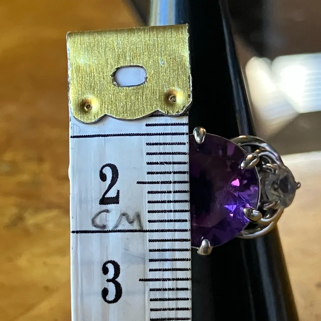 Natural African Amethyst Sterling Silver Cocktail Ring Size 7 - Image 7