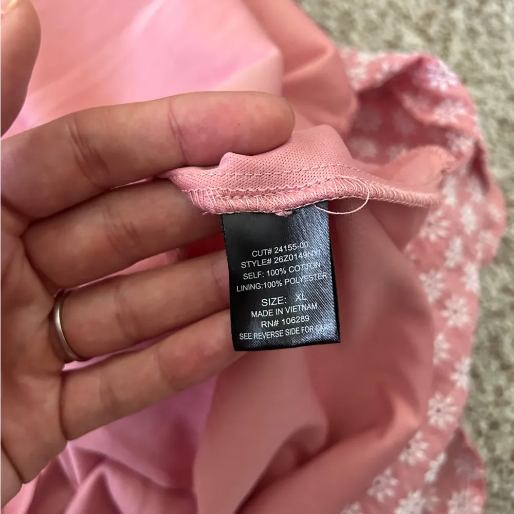 Trixxi Pink White Floral Mini Dress Tie Detail Summer Spring XL Large - Image 5