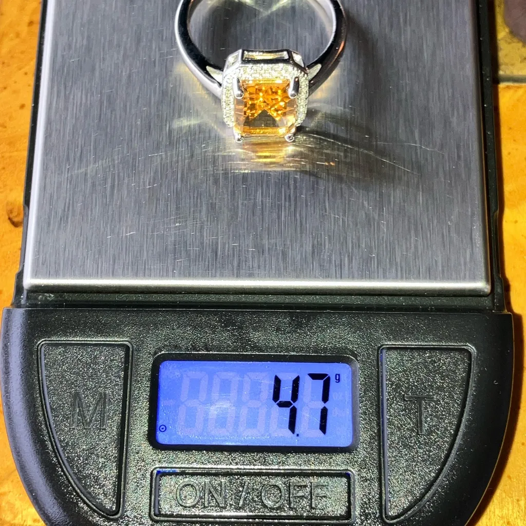 Brazilian Citrine Sterling Silver Ring Size 10 Gold - Image 9