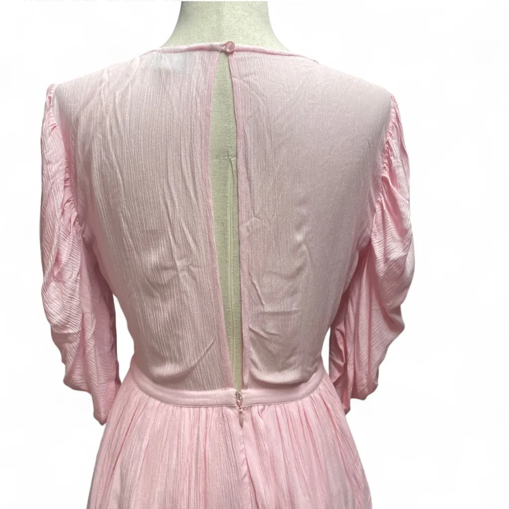 Cleobella Hayden Pink Mini Dress Boho Floral Embroidery Plunging Neckline XS - Image 6