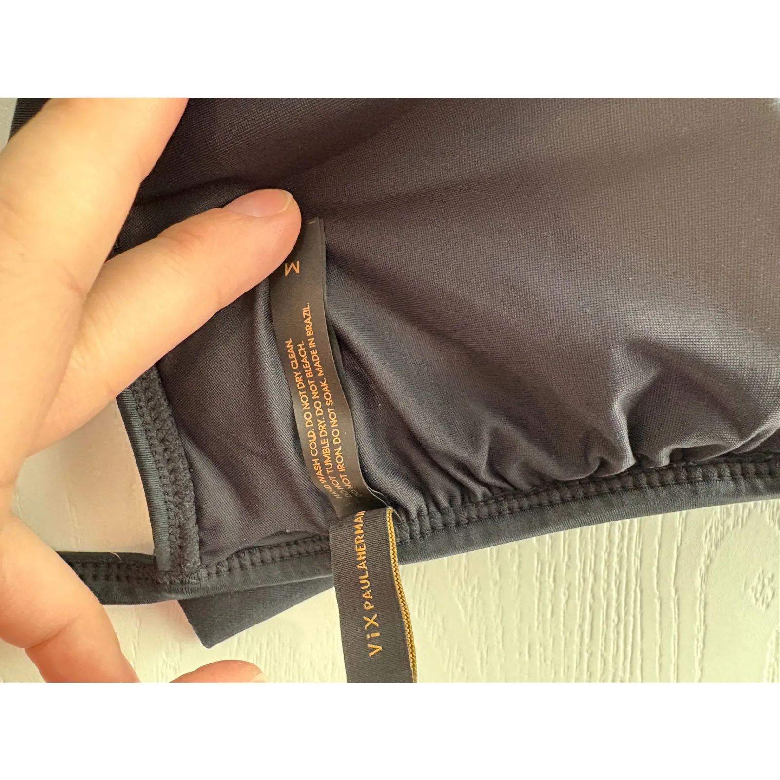 Vix Paula Hermanny Liz Bikini Top Black Size Med Gold Hardware Ruffle Lux Swim - Image 7