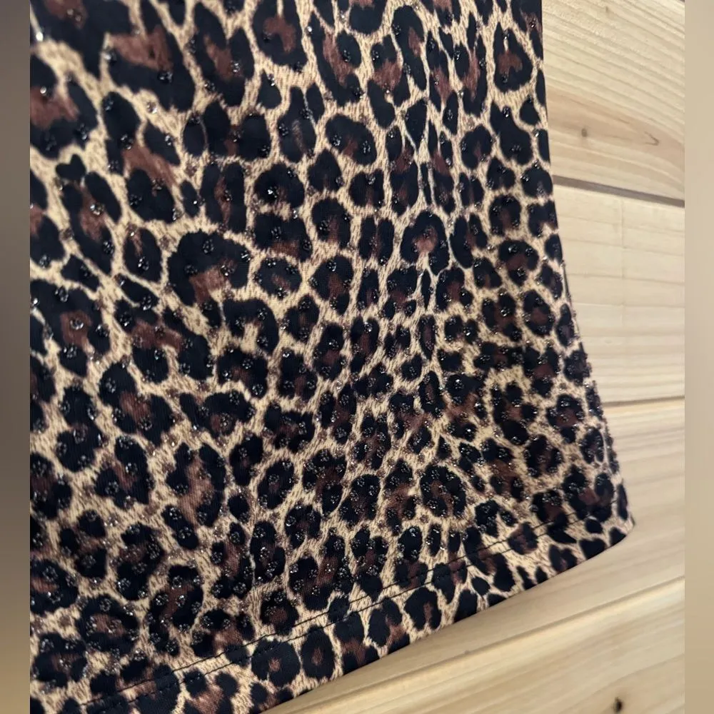 Vintage Y2K Rave Size Small One Shoulder Bedazzled Leopard One Shoulder Crop Top Brown - Image 4