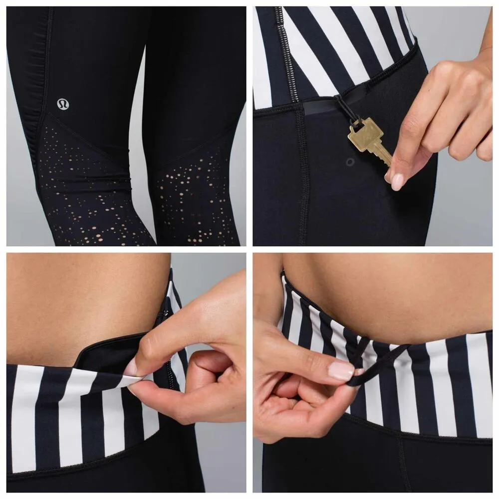 Lululemon Water Bound Crop Leggings Black Apex Stripe Printed Black Dune 10 - Image 9