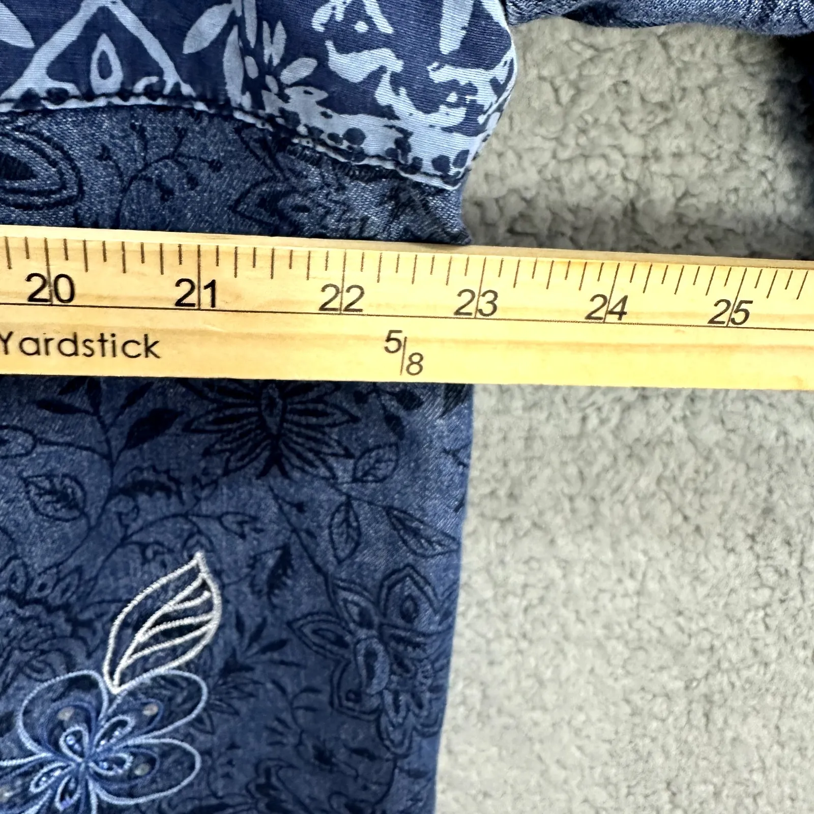 Alfred Dunner Jacket 12 Blue Patchwork Boho Floral Artsy Cottage Folk Whimsigoth - Image 10