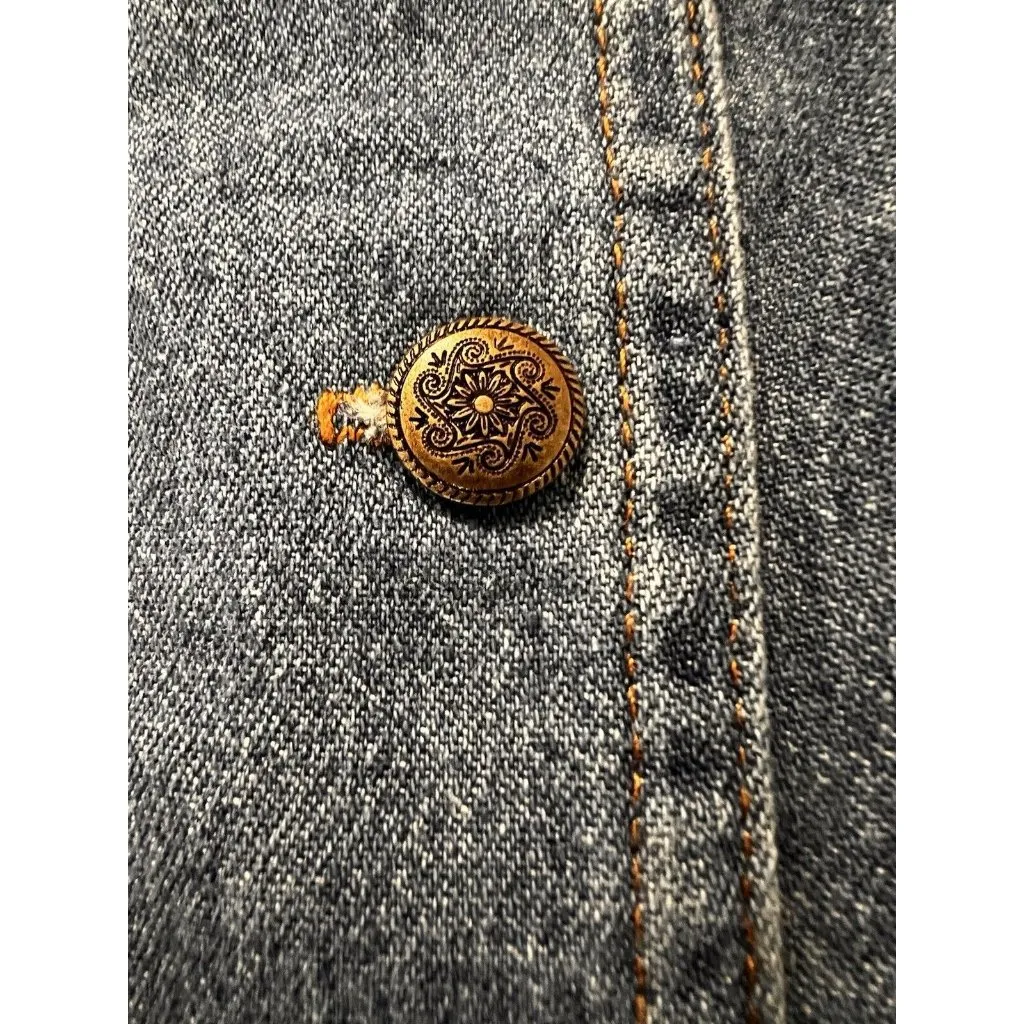 Studio‎ Ease Size Measured Maxi Denim Jumper Dress V Neck Western Cowgirl Blue - Image 8