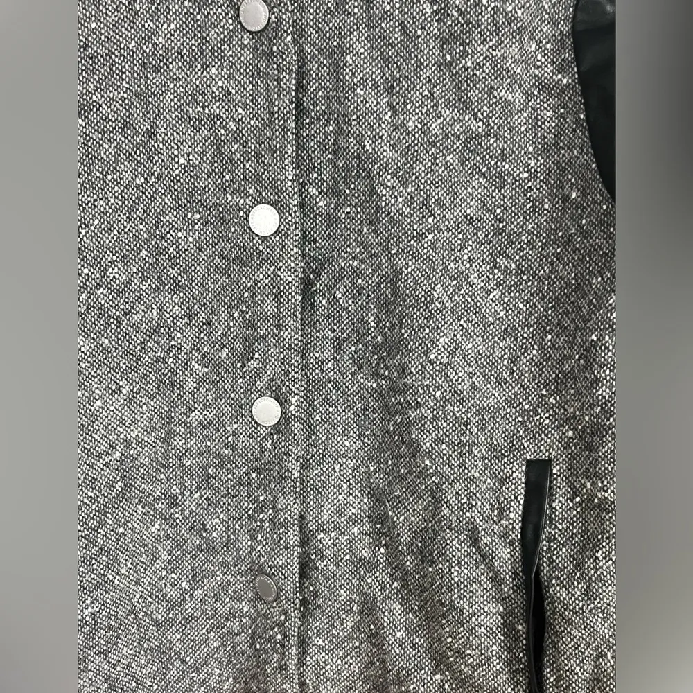 Abercrombie & Fitch Heritage Wool Bomber Jacket Faux Leather Black Gray Size XS - Image 3