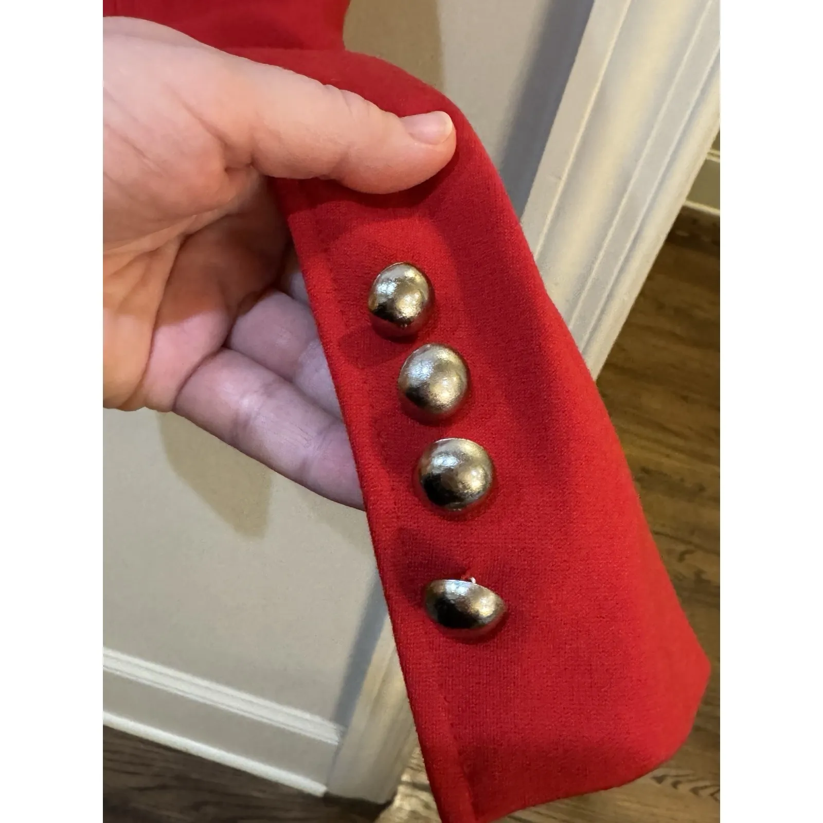 Talbots Red Button Up Blazer Coat Size 22W‎ Stretch Gold Buttons - Image 5