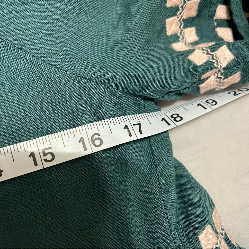 Madewell Embroidered Linen-Blend Flutter-Sleeve Mini Dress Size Small - Image 9